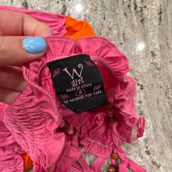 Orange/Pink girls size small summer dress - Picture 3 of 6